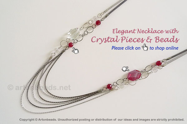 Elegant Necklace with Crystal Pieces & Beads