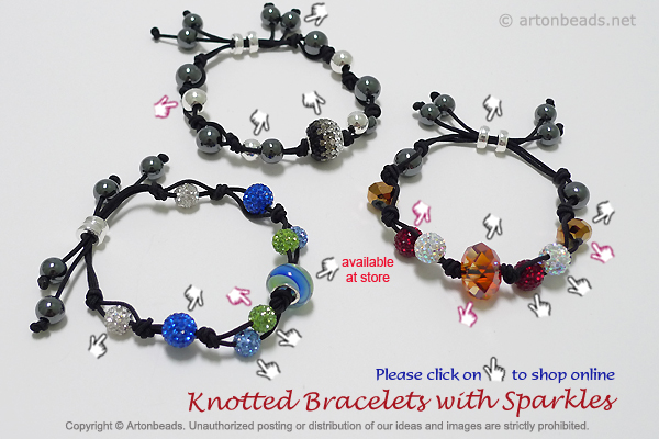 Knotted bracelets with sparkles