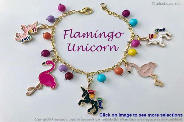 Flamingo & Unicorn charm