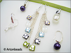 Dotted Glass Square Beads