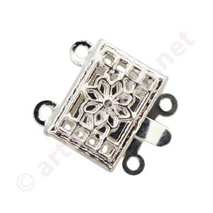 Multi-strand Clasp - 925 Silver Plated-2 strands-12x10.6mm-10pcs