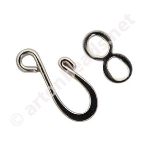 Hook And Eye - White Gold Plated - 15.6x7.6mm - 10sets