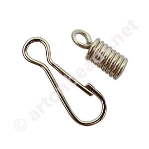 Coil With Hook - White Gold Plated - 2mm - 10sets