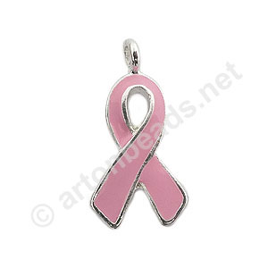 Enamel Casting Charm - Breast Cancer Ribbon-21.2x10.6mm-6pcs