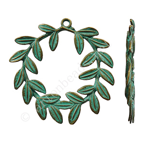 Casting Charm - Leaf - Bronze/Green Patina - 53x55mm - 2pcs