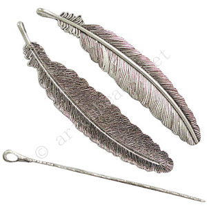 Casting Charm - Feather - 21.5x105mm - 2pcs - Click Image to Close