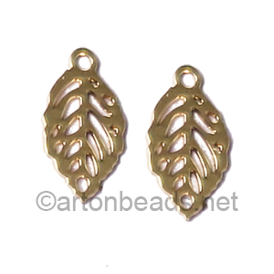 Filigree Stamping Charms-Leaf-18K Gold Plated-11x6mm-20 pcs
