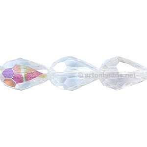 Chinese Machine Cut Crystal Drops - 10x15mm - Crystal AB