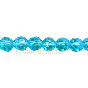 Chinese Crystal Bead - Faceted Round - Mid Aquamarine - 6mm - Click Image to Close