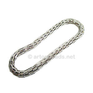 Mesh Links - Long Link - White Gold Plated - 4x65mm - 6pcs