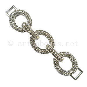 Chain Link With Crystal - 925 Silver Plated - 77x16mm - 1pc