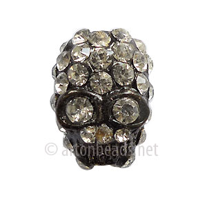 Shamballa Casting Skull Bead - Gun Metal Plated - 17mm - 2pcs
