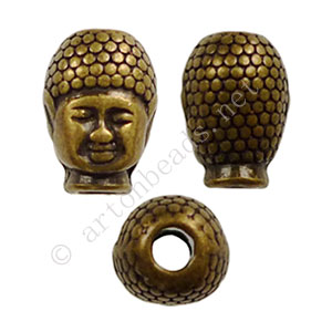 Buddha Head - Antique Brass Plated - 12.6x8.9mm - 8pcs