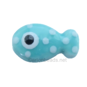 Ceramic Beads - Fish - 11X19mm - 7pcs - Turquoise
