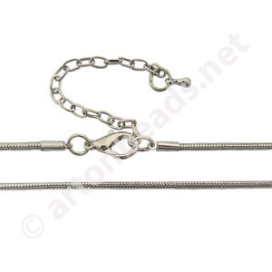 Snake Chain with Clasp-White Gold Plated(2.0mm)-24"-10pcs