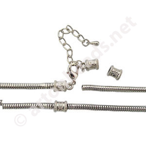 Snake Chain Glue End -White Gold Plated(3.0mm)-16"-1pc