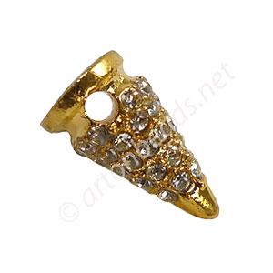 Spike With Crystal - 18k Gold Plated - 16.7x9.5mm - 4pcs