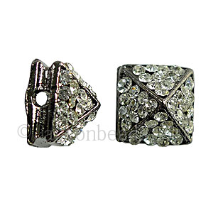 Spike With Crystal - Gun Metal Plated - 11x8.6mm - 4pcs