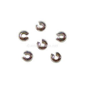 Crimp Cover - White Gold Plated - 3mm - 100pcs