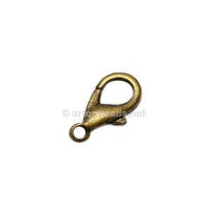 Lobster Clasp - Antique Brass Plated - 15mm - 10pcs