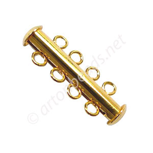 Multi-strand Tube Clasp - 18k Gold Plated-4 strands-26.3x10.5mm