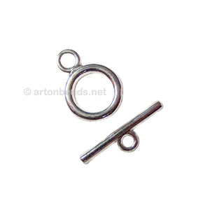 Toggle Clasp - 925 Silver Plated - 14mm - 10 Sets