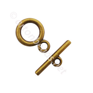 Toggle Clasp - Antique Brass Plated - 13.7mm - 10 Sets