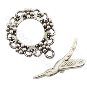 Toggle Clasp - Antique Silver Plated - 25.6mm - 4 Sets