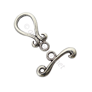 Toggle Clasp - Antique Silver Plated - 21.7x11mm - 6 Sets