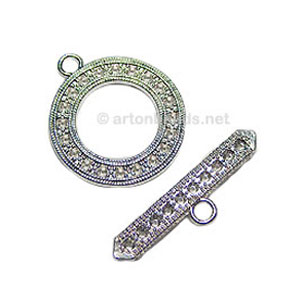 Toggle Clasp - 925 Silver Plated - 25mm - 2 Sets