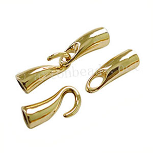 Glue End Clasp - 18k Gold Plated - ID 4mm - 2 Sets