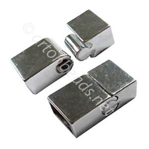 Magnetic Clasp - White Gold Plated - ID 5x10mm - 2 Sets