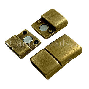 Glue End Clasp - Antique Brass Plated - ID 12.4x3.5mm - 2 Sets