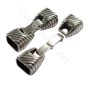 Glue End Clasp - Antique Silver Plated - ID 6x10mm - 2 Sets