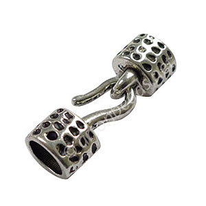 Glue End Clasp - Antique Silver Plated - ID 8.7x6.4mm - 2 Sets