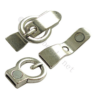 Glue End Clasp - Antique Silver Plated - ID 2x10mm - 1 Set