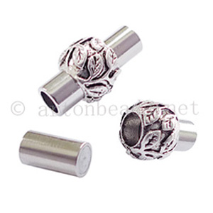 *Magnetic Clasp - Antique Silver Plated - ID 4mm - 2 Sets