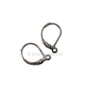 Earring Leverback - White gold plated - 15mm - 50pcs