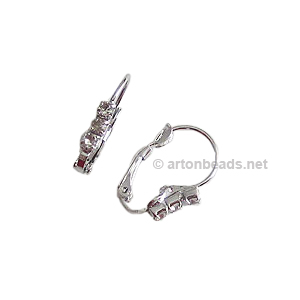 Earring Leverback - White Gold Plated - 20mm - 2pcs