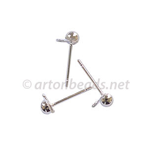Earring Post - 925 Silver plated - 4mm - 50pcs