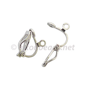 *Clip On Earring - White Gold Plated - 13x8.7mm - 16pcs