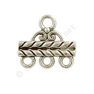 Multi-Strand End Bar-Antique Silver Plated-3 Holes-13x14.2mm