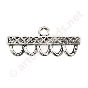 Multi-Strand End Bar-Antique Silver Plated-5 Holes-39.7x16.7mm