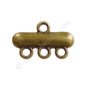 Multi-Strand End Bar - Antique Brass Plated - 3 Holes-11x18mm