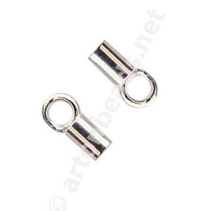 *End Tube with Loop - 925 Silver Plated - 1.3mm - 16pcs