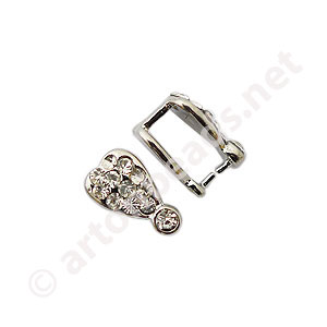 Bail With Rhinestone - White Gold Plated - 11.3mm - 3pcs