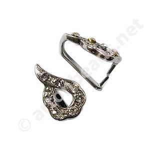 Bail With Rhinestone - White Gold Plated - 15mm - 4pcs