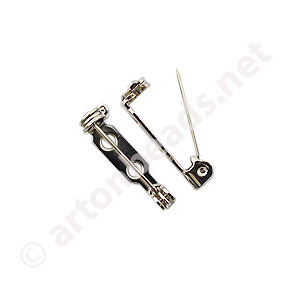 Brooch Pin - White Gold Plated - 19mm - 20pcs