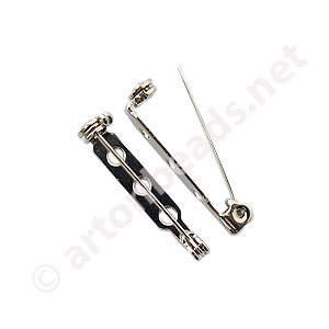 Brooch Pin - White Gold Plated - 25mm - 100pcs