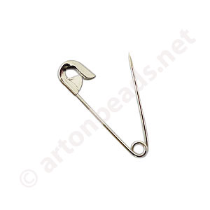 Safety Pin - White Gold Plated - 28mm - 50pcs